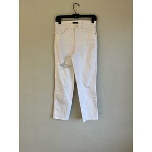 Express Woman White High Rise Straight Ankle Jeans, Size 2R